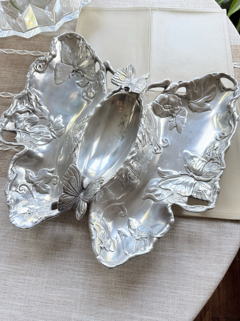 🌾 Arthur Court Silver Butterfly & Floral Serving Tray - Vintage